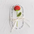 Handmade crochet red rose gift set with elegant white backboard and decorative ribbon - Red