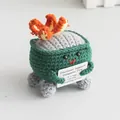 Handmade crochet dumpster fire plush toy with an encouraging support card - Green Dumpster Fire