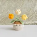 Handmade crochet tulip potted plant with colorful knitted flowers for home decoration - 3 Head Tulip Orange