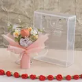Bouquet di tulipani fatti a mano in borsa regalo trasparente con carta decorativa rosa - Scatola in PET Media / Rosa Corallo