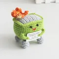 Handmade green crochet dumpster fire plush with motivational quote card - Light Green Dumpster Fire