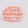Handmade crochet cotton handbag with pink, orange, and white horizontal stripes - 24cm / Pink Orange White Stripe