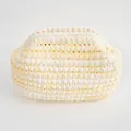 Pochette in cotone intrecciata a mano in morbido bianco e giallo pallido all'uncinetto - Righe Giallo Bianco