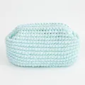 Borsa da trucco fatta a mano all'uncinetto in cotone azzurro e verde menta - Blu Verde Misto