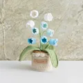 Handmade crochet lily of the valley potted plant in blue and white gradient finish - Gradient Blue Lily Of The Valley Shape