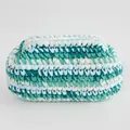 Pochette fatta a mano in cotone intrecciato a righe blu, petrolio e bianco - Righe Blu Ciano Bianco