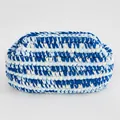 Borsa a mano in cotone intrecciato a righe blu e bianche con trama spessa - Righe Blu Scuro Chiaro Bianco