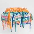 Borsa a mano artigianale in cotone intrecciato con strisce colorate e frange lunghe - Nappa Bohemienne