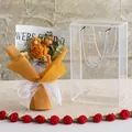 Handmade crochet rose bouquet in orange and yellow with a transparent gift box set - Orange Rose Medium Style (橘色玫瑰-中PET盒)