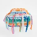 Borsa a mano all'uncinetto fatta a mano multicolore con frange vivaci per donna - Nappa Patchwork Multicolore