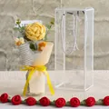 Handmade crochet bouquet with yellow roses in a transparent gift box with a ribbon - Yellow Style (玫瑰-黄色小PET盒)
