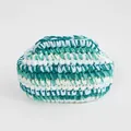 Borsa a mano all'uncinetto fatta a mano con strisce blu e bianche in filato di cotone - Righe Alzavola Scuro Bianco Blu
