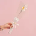 Single hand-knitted white calla lily flower in elegant gift packaging with white ribbon - Calla Lily White