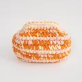 Borsa a mano in cotone intrecciata a mano con righe arancioni, rosa e bianco crema - Tessuto Arancione Rosa Bianco