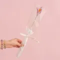 Handmade pink crochet calla lily bouquet in a transparent LOVE gift bag with ribbon - Pink Calla Lily