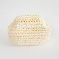 Borsa a mano artigianale in cotone lavorato a maglia con motivo intrecciato giallo e bianco - Arrotondato Giallo Bianco