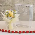 Bouquet di fiori all'uncinetto fatto a mano con tulipani gialli in borsa regalo - Scatola in PET Media / Giallo chiaro
