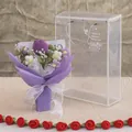 Bouquet di tulipani all'uncinetto fatti a mano con borsa regalo a cuore - Scatola in PET Media / Viola scuro