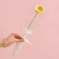 Handmade knitted orange rose flower with LOVE ribbon packaging for Valentines gift - Poppy Yellow
