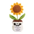 Handmade knitted sunflower plant with skull pot and emotional support message card - 6-Petal Sunflower