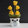 Planta esqueleto de ganchillo para apoyo emocional con flores amarillas y tarjeta - Lirio de los Valles 5 Cabezas Amarillo