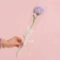 Handmade crochet purple carnation flower wrapped in premium gift paper with silk ribbon - Carnation Light Purple Gradient