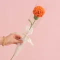 Handmade crochet orange carnation in gift wrap with Love Is Eternal ribbon - Orange Carnation