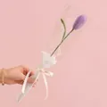 Handmade purple knitted tulip flower with Love Is Eternal ribbon in gift wrap - Tulip Purple