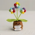 Handgemaakte gehaakte emotionele steunplant met drie gekleurde bloemen en kaart - Drie Bloemen Meerkleurig