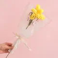 Handmade crochet yellow lily bouquet wrapped with Love You ribbon for gift giving - Blooming Tulip Yellow