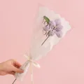 Handmade crochet single purple flower bouquet in gift wrapping with silk ribbon - Blooming Tulip Light Purple