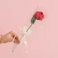 Handmade crochet red rose bouquet with Love Is Eternal ribbon in gift packaging - Rose Red