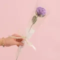 Handmade crochet rose in purple with gift packaging and elegant Love Is Eternal ribbon - Rose Purple