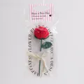 Handmade crochet red rose flower with green leaf in gift packaging for Valentine's Day - Red Rose
