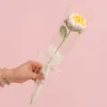 Handmade crochet white and yellow rose flower with gift bag and love ribbon - Gradient Yellow Rose