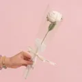 Handmade crochet white rose flower in romantic gift wrap with Love Is Eternal ribbon - Rose White