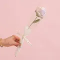 Handmade crochet pink and white gradient rose with eternal love ribbon packaging - Rose Lilac