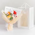 Ramo de flores de ganchillo hecho a mano con conejo de punto y bolsa de regalo - Cabeza de Conejo Beige (Con Bolsa De Regalo Y Guirnalda)