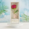 Rose au crochet faite main en boîte cadeau blanche avec carte Fête des Profs - Rose Rouge