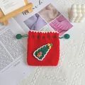 Pochette de Noël rouge faite main au crochet avec décorations de sapin et de clochettes - Noël arbre