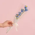 Hand-knitted blue tulip bouquet with five flowers in elegant gift packaging and ribbon - 5-Head Lily of the Valley Blue
