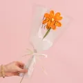 Handmade orange crochet sunflower wrapped in love eternal ribbon and premium paper - Orange Floral