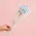 Handmade crochet blue daisy flower gift set in romantic LOVE YOU clear packaging - Cosmos Blue Gradient