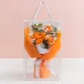 Handmade knitted orange lily bouquet in a transparent acrylic gift box with ribbon - Blooming Tulip Orange (With Gift Box)