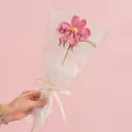 Handmade pink crochet cosmos flower in elegant Love You gift packaging with ribbon - Cosmos Pink