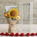 Handmade crochet sunflower bouquet set in a transparent PVC gift box with rustic wrap - Regular Sunflower (Small Gift Box)