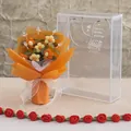Handmade crochet carnation bouquet in orange tones with elegant gift bag and ribbon - Puff Flower Orange Series (Medium Gift Box)