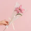 Handmade crochet pink lily flower bouquet wrapped with Love You ribbon gift packaging - Lily - Pink