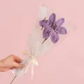 Handmade crochet purple lily flower wrapped in romantic gift bag for Valentines Day - Lily - Purple