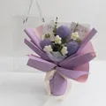 Hand-crocheted purple flower bouquet with white daisies in elegant purple gift wrap - Purple Tulip - Large Gift Box